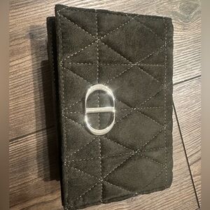 WHBM dark green clutch with silver strap never used